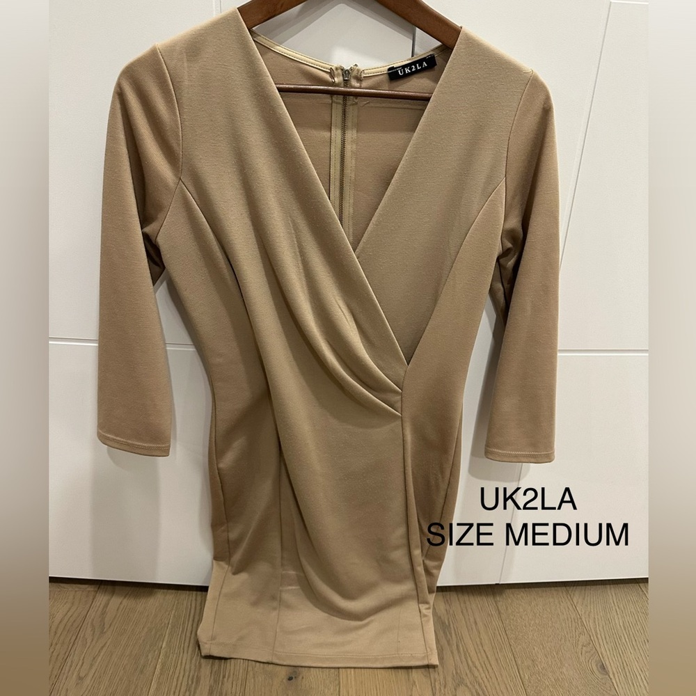 UK2LA Women's Beige Wrap Blouse